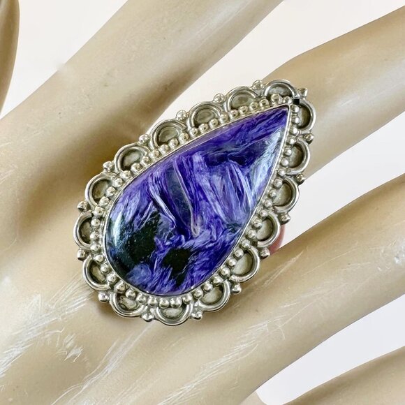 Chariote Ring, Purple Chariote, Sterling Silver, Size 9, Charite, Vintage Ring - Picture 1 of 5